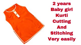 2 year baby kurti cutting and stitching tutorial 2 years girl measurement 2 saal k bache ki dress [upl. by Etz]