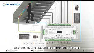 SKYDANCE ES32 32 step stair lighting controller installation [upl. by Eidnam865]