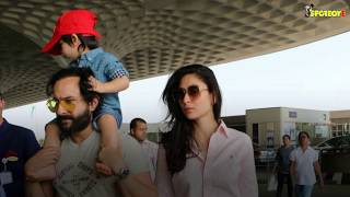 TAIMUR ALI KHAN SPOTTED at the AIRPORT with KAREENA KAPOOR KHAN AND SAIF ALI KHAN [upl. by Leyla]