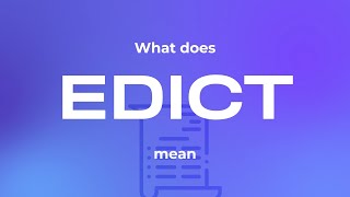 What does edict mean [upl. by Latsyk]