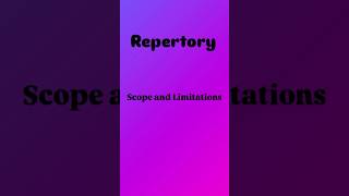 Scope and Limitation of Repertory Repertory [upl. by Harwilll]