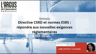 Replay Webinaire  Directive CSRD et normes ESRS répondre aux nouvelles exigences réglementaires [upl. by Kanor]