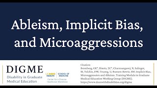 Ableism Implicit Bias and Microaggressions [upl. by Hillinck]