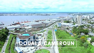 aerial view of Douala capital economic of cameroon 4K [upl. by Elleinnod]