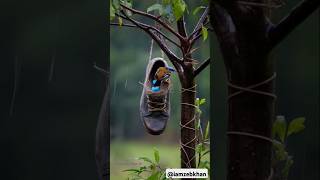 Bird Lay Eggs in Hanging Shoe [upl. by Anola]