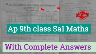 💯Ap 9th class maths real self assessment term 1 model 20249th class SA1 maths paper and answer 2024 [upl. by Weisbrodt]