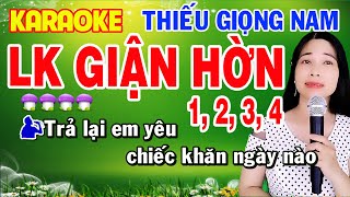 ✔️LK GIẬN HỜN 1 2 3 4 5 ➤ Karaoke Thiếu Giọng Nam ➤ Song ca cùng Nguyệt Nga [upl. by Sharleen]