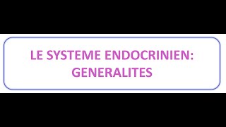 Physiologie endocrine  Generalite FMPC [upl. by Aggy]