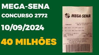 Resultado MegaSena 2772 resultado da megasena de hoje concurso 1009 [upl. by Eelamme]