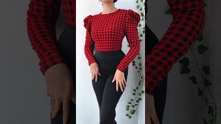 Shein Gigot Sleeve Buffalo Plaid Tee 💋 [upl. by Eeluj]