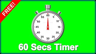 ✅ 1 MINUTE Green Screen TIMER 1080p Full HD A 60 Seconds STOPWATCH with Sound NO Copyright FREE [upl. by Keisling470]