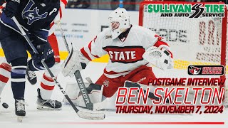 Keene State Mens Ice Hockey  Ben Skelton Postgame Interview 1172024 [upl. by Aihsekal]