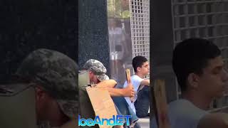 Homeless child vs homeless guy social experiment😱 [upl. by Letsirc]