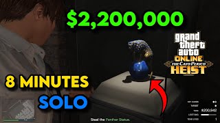 8 Minute Cayo Perico Heist Solo 2200000 Panther Statue Longfin Approach  GTA Online [upl. by Ott]