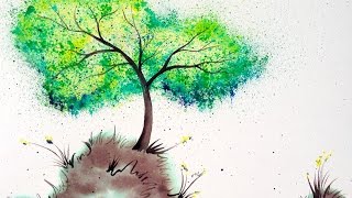 Bellas Wishing Tree painting tutorial Easy Splatter art Crayola watercolors  TheArtSherpa [upl. by Morse]