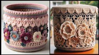 Very Creative And Sweet Crochet Stylish Printable Barrel Shaped Crochet Dustbin Esty Diy Free [upl. by Jeminah]