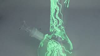 Review of 10quot JellyFish Beaker Glow In The Dark Glass Water Pipe Bong [upl. by Kola]