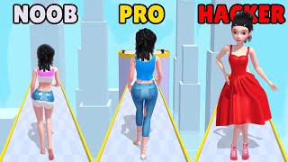 NOOB vs PRO vs HACKER in DressUp Run 3D [upl. by Kain]