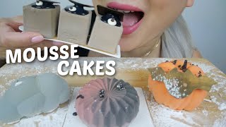 ASMR Mini Mousse Cakes Squid Game Dark Cloud Pumpkin and Sunset cakes No Talking Soft Relaxing [upl. by Qifar]