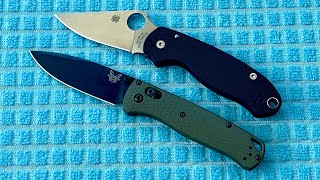 Spyderco Para 3 VS G10 Benchmade Bugout [upl. by Dnalro370]