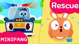 Learn colors with Miniforce  Minipang Rescue  Police car  Color play  MiniPang TV 2D Play [upl. by Aelanna]