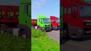 Double Flatbed Trailer Truck vs Speed bumps  Train vs Cars  Tractor vs Train  BeamNG Drive 005 [upl. by Annet]