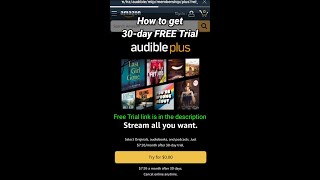 How to get 30 days free trial Amazon Audible Plus shorts audiobook amazon [upl. by Koby]