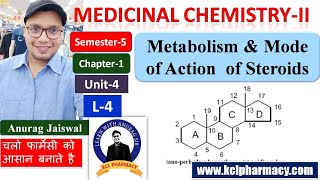 Metabolism amp Mechanism of action of Steroids  L4 Ch1 Unit4  Medicinal ChemistryII 5th Sem [upl. by Aekim]