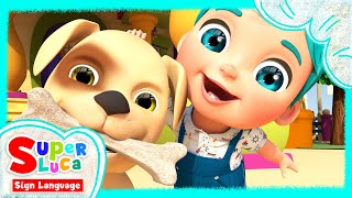 The Sweet Little Puppy  Nursery Rhymes amp Kids Songs  Super Luca Preschool Sign Language [upl. by Harald]