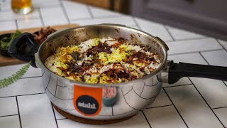 Pressure Cooker Chicken Biryani  Chef Nehal  Stahl [upl. by Adele]