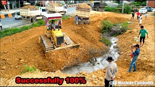 Incredible Ultimate Successfully 100 In Project Extreme Dozer D31P Pushing Soil Into Water [upl. by Meador]