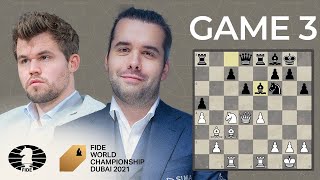 FIDE World Chess Championship Game 3  Carlsen vs Nepo [upl. by Changaris]