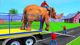 Transporting WILD and FARM Animals in Android Game Lion Tiger Gorilla Dog Cow Elephant Horse [upl. by Ellehcin]