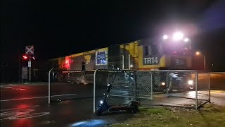 TasRail TR14 TR09 33 train crossing Johnston Road [upl. by Jarrow]