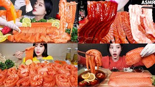 Salmon Asmr Mukbang Sushi Salmon Salmon Noodles Sashimi  Big Bites Mukbang Compilation [upl. by Narmi186]