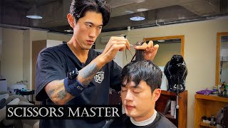 ASMR 프로페셔널 가위 마스터의 크리드컷  Professional Scissors Masters Creedcut [upl. by Yeffej150]