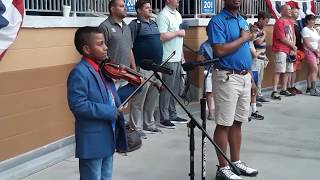 Tyler ButlerFigueroa Violinist  National Anthem violin Durham NC Bulls Baseball 07042019 AGT [upl. by Ramedlaw892]