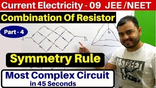 Current Electricity 09  Symmetry Rule  Combination of Resistor 4  Most Complex Circuits JEENEET [upl. by Aremihc811]