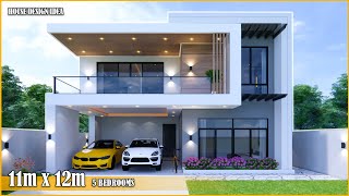 House Design  Modern House 2 Storey  11m x 12m  5 Bedrooms [upl. by Hannan33]