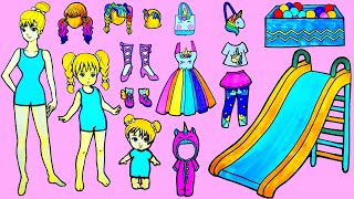 Paper Dolls Dress Up  Costumes Unicorn Dresses Handmade Quiet Book  Barbie Story amp Crafts [upl. by Daniyal]