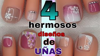 4 IDEAS para DECORAR TUS UÑAS ELEGANTES  sencillas y muy fáciles de hacer 😍 [upl. by Enamart]