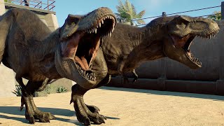 TREX vs SPINOSAURUS vs CARNOTAURUS vs INDOMINUS REX  DINOSAURS BATTLE  Jurassic World Evolution 2 [upl. by Rehpetsirhc152]