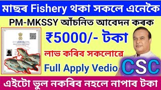 CSC PMMKSSY Scheme Online Apply 2024  মাছৰ Fishery থকা সকলে পাব 5000  এনেকৈ কৰক আবেদন Full Vedio👌 [upl. by Annawaj]