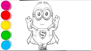 Minion Cartoon drawing minions movie minion Cartoon character colouring pages super easy drawing [upl. by Sherry]