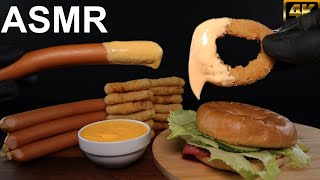 SAUSAGE BAGEL PEPPERONI SANDWICH ONION RINGS CHEESE MUKBANG ASMR [upl. by Yecats]