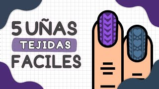 COMO HACER UÑAS SUÉTER FÁCILES · 5 UÑAS TEJIDAS 🎄 · Uñas Cortas 🍁 [upl. by Berky811]