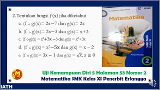 Menentukan Fungsi fx Pada Fungsi Komposisi Uji Kemampuan Diri 5 Halaman 53 Nomor 2 [upl. by Aerdnaz]