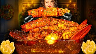 KING CRAB SEAFOOD BOIL MUKBANG  SEAFOOD  MUKBANG  DESHELLED LOBSTER  SEAFOOD BOIL  ASMR EATING [upl. by Miharbi]