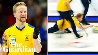 Best shot in history Niklas Edin stuns with spin at World Curling Championship [upl. by Anawd]