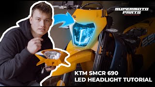 LED Scheinwerfer Einbau KTM SMCR 690 2023 Tutorial  Supermotoparts [upl. by Ahsieyk]